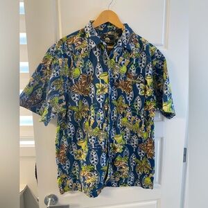 Jimmy Buffett’s Margaritaville Hawaiian Tropical Print Button Down Shirt Medium